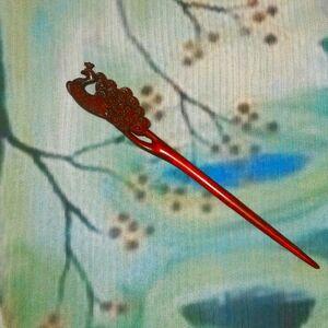 Peachwood Carved hair stick/pin